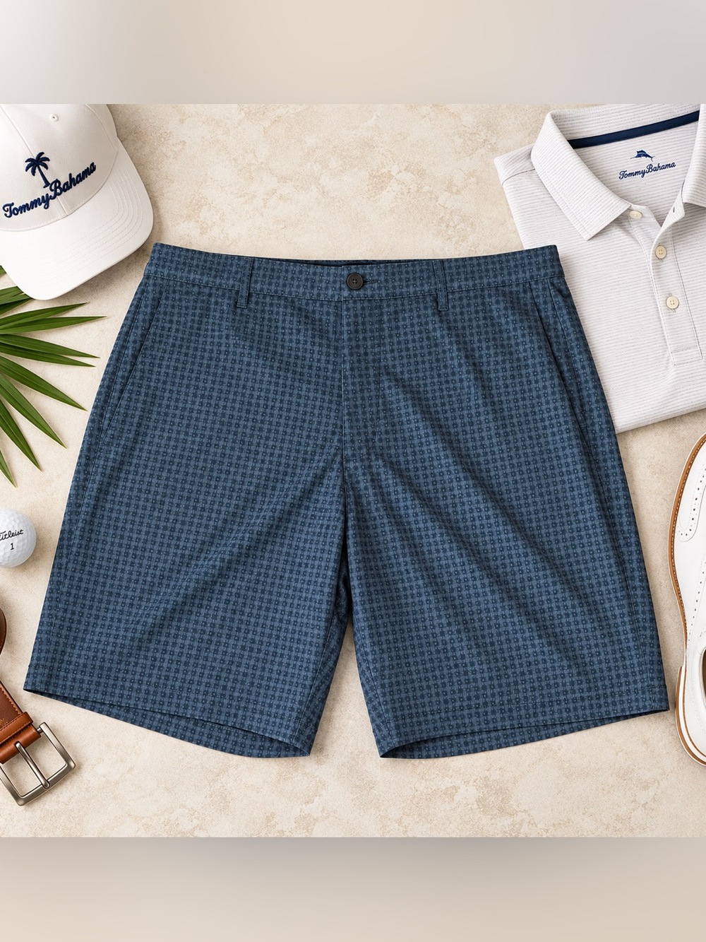 Tommy Bahama Geo Ace Shot Golf Shorts Mens 38 Dark Blue Stretch NWT 9”